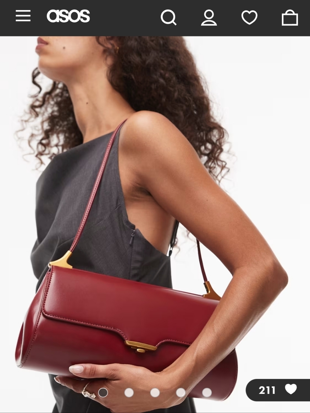 JW PEI ASOS Elegant Burgundy Baguette Shoulder Bag Designer Minimalist Women - Picture 6 of 9